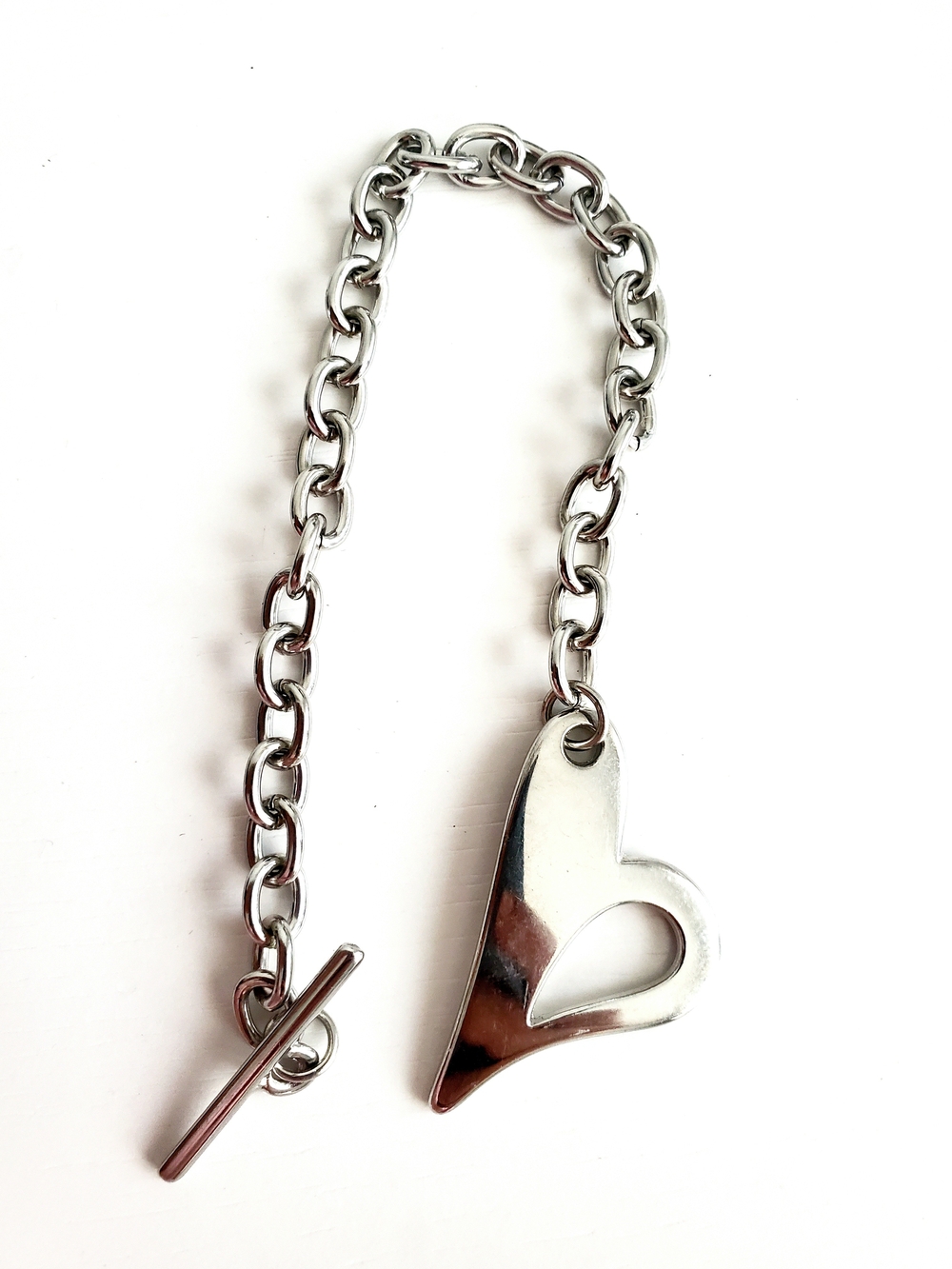 Silver Heart Link Bracelet - Women's Fashion Jewelry